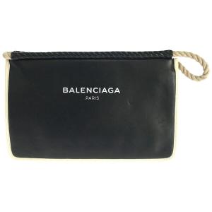 BALENCIAGA バレンシアガ ロープトップ ロゴレザークラッチバッグ ブラック  427443...