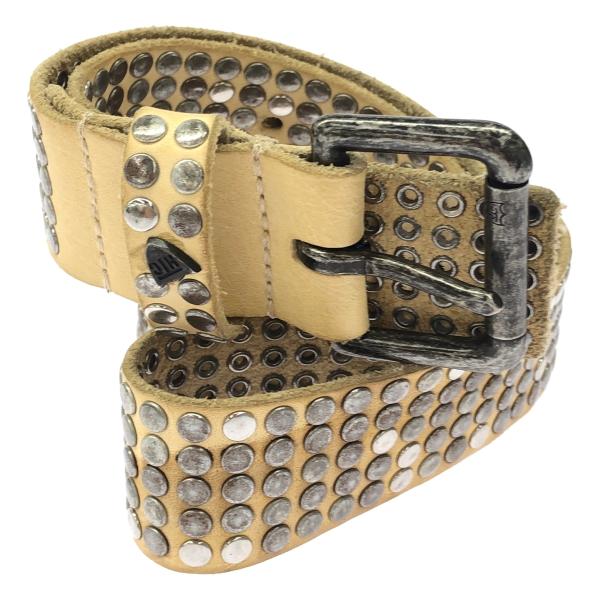 HTC エイチティーシー スタッズレザーベルト  ベージュ 85/34 IT970UBA2L72