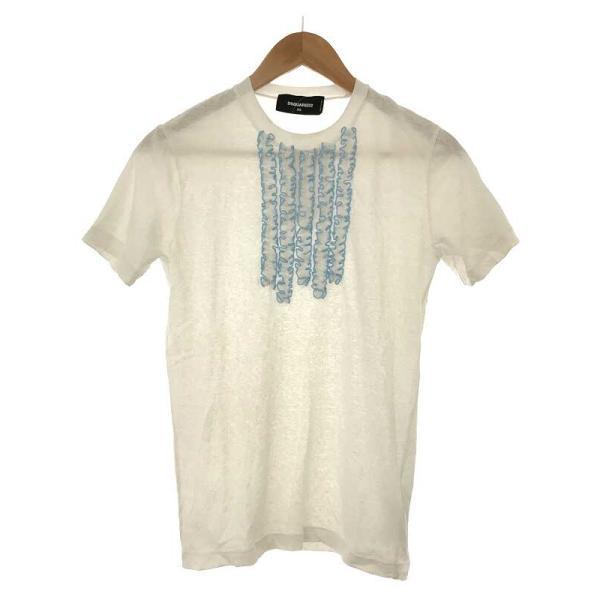 DSQUARED2 ディースクエアード 18SS フロントフリルデザインTシャツ ホワイト サイズ:...