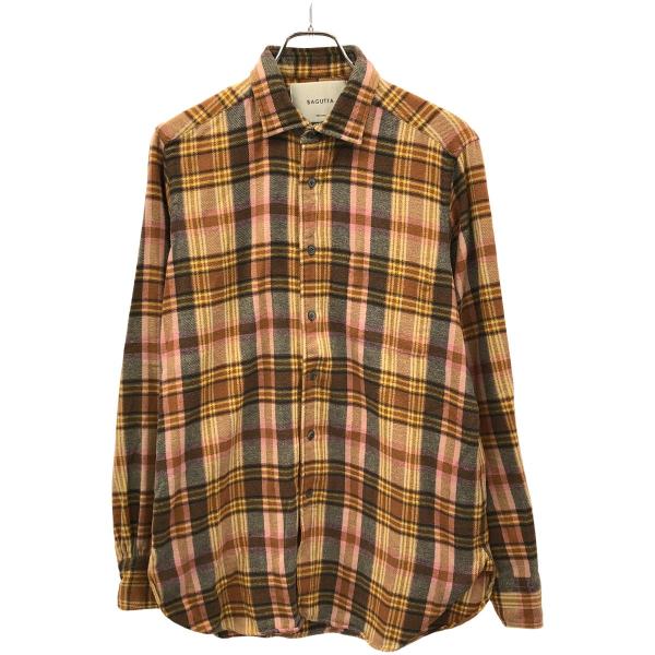 Bagutta バグッタ チェック柄ネルシャツ BROOKLYN-OLD_GLW キャメル系 S I...
