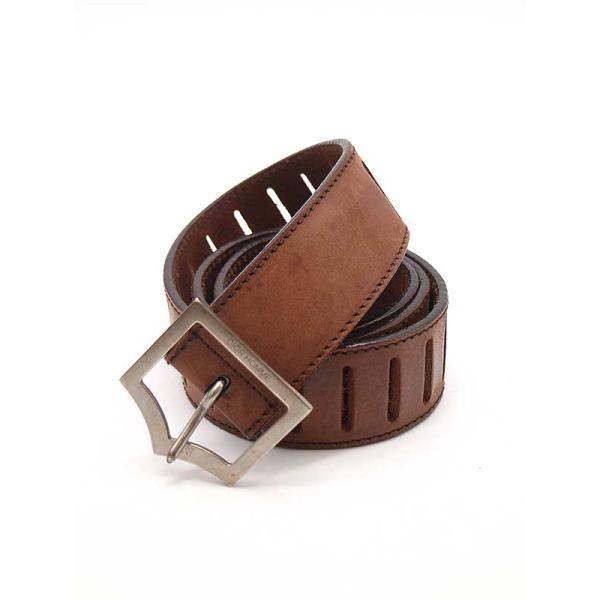 Dior HOMME ディオールオム 2005SS Dバックル カッティングレザーベルト ブラウン ...