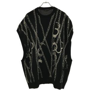 LAD MUSICIAN ラッドミュージシャン 20SS BIG VEST チェーンビッグニットベスト 2120-003 ブラック 44 ITCNTS3CS650｜modescape
