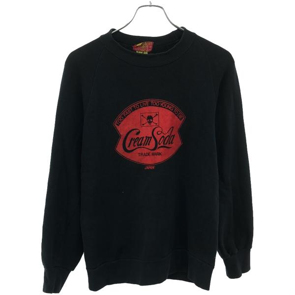 CREAM SODA クリームソーダ 金タグ フロッキープリントクルーネックスウェットトレーナー  ...