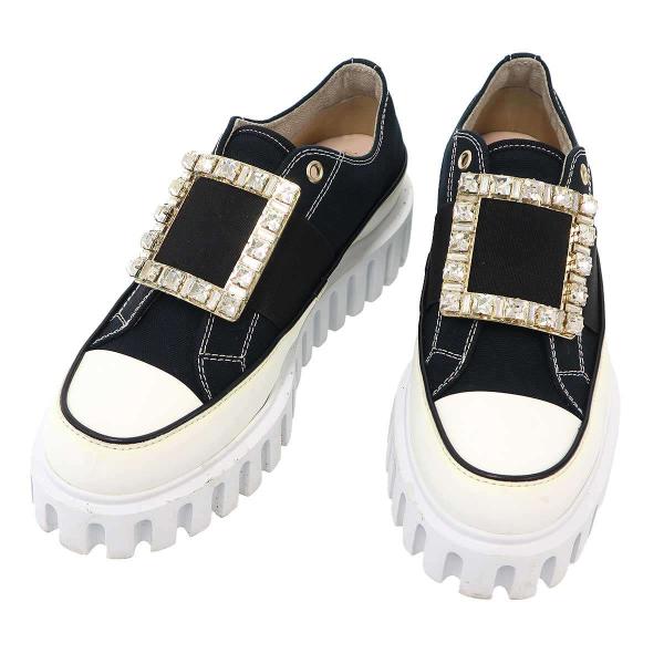 Roger Vivier ロジェ ヴィヴィエ Canvas Go-Thick ビジューバックル キャ...