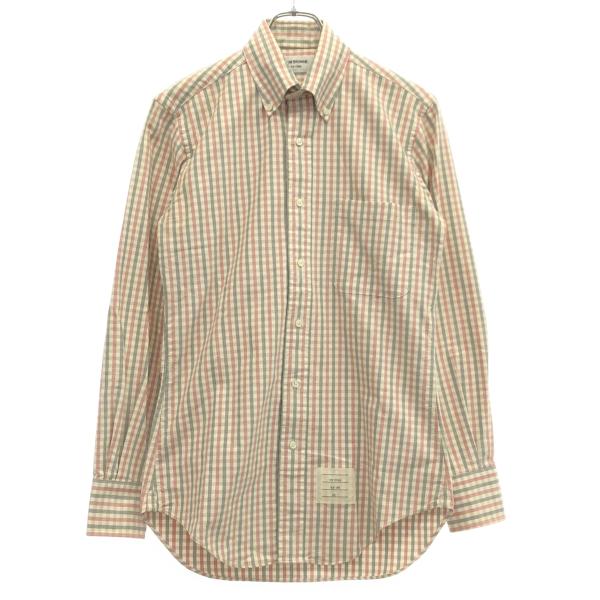 THOM BROWNE トム ブラウン チェック柄ボタンダウンシャツ A0121A4025 レッド×...