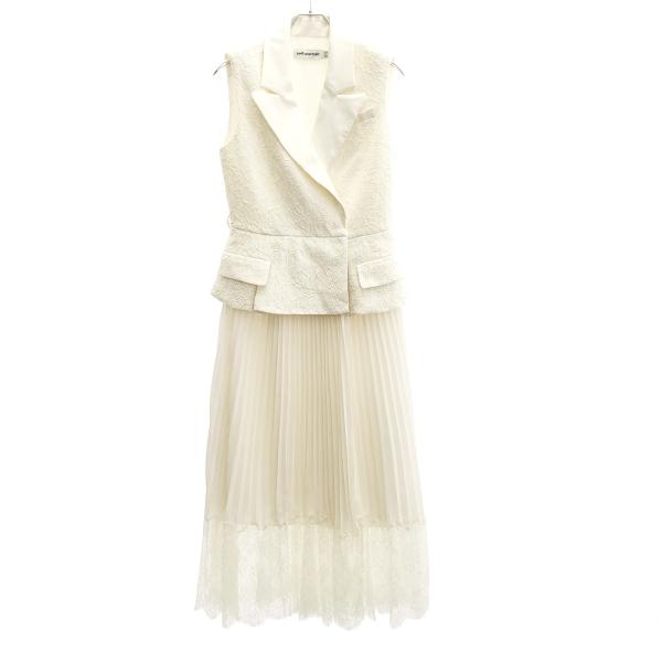 self-portrait セルフポートレート IVORY SLEEVELESS CORDED LA...