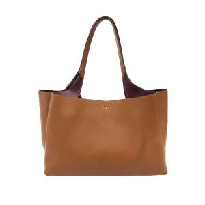TOD’S トッズ Tタイムレス ダブルハンドルレザートートバッグ ミディアム ブラウン ITFTIVHRZUU4
