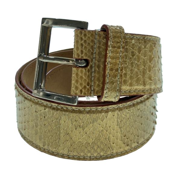 PRADA プラダ パイソンレザーベルト 1C3617 QCS ゴールド 30/75 ITGTE9N...