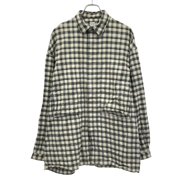 E.Tautz イートウツ コットンフランネル チェックシャツ  アイボリー系×チャコール系 XS ...