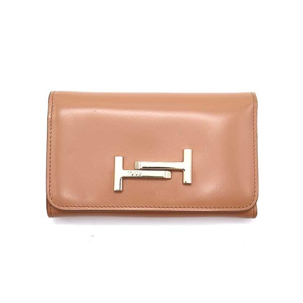 TOD’S トッズ ダブルT 三つ折りレザーウォレット 財布 ベージュ  ITHSKEI22280