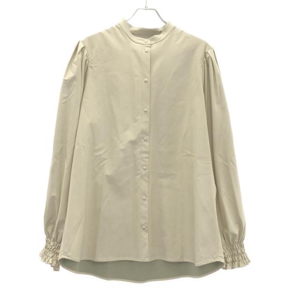 MSGM エムエスジーエム フェイクレザーギャザーバンドカラーシャツ 2841MDE18 アイボリー...