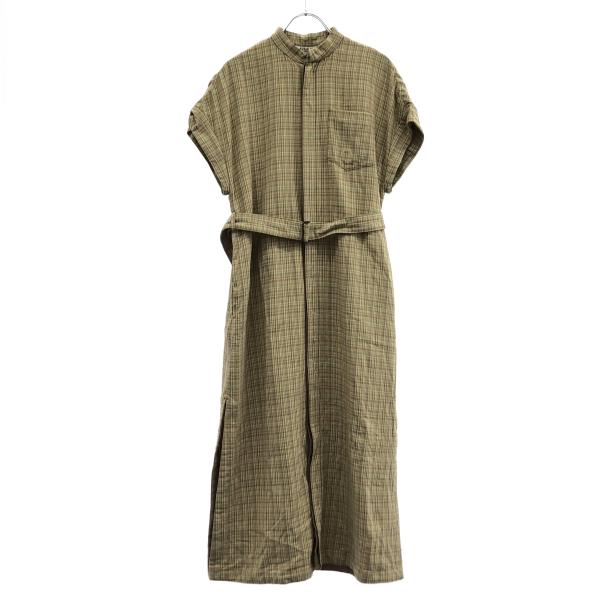 AURALEE オーラリー ハードツイストウールダブルフェイスチェックノースリーブワンピース ITK...