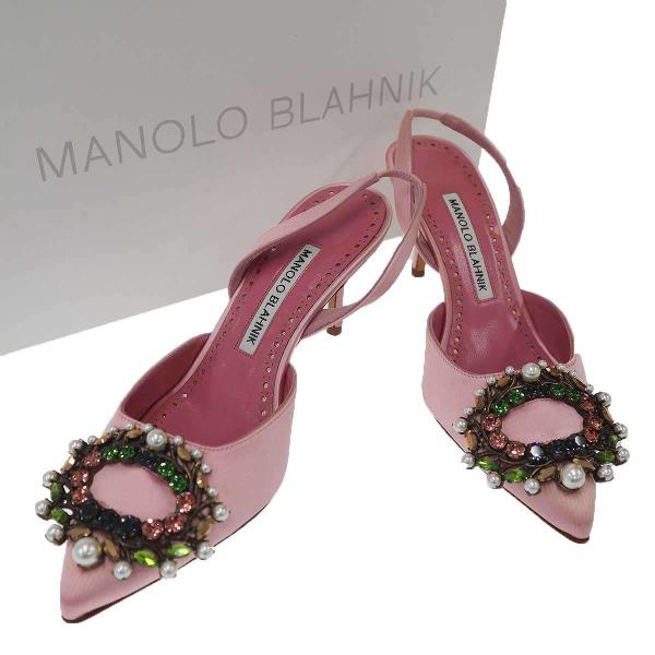 MANOLO BLAHNIK マノロブラニク Slita 70 スリングバック ビジューサンダル  ...