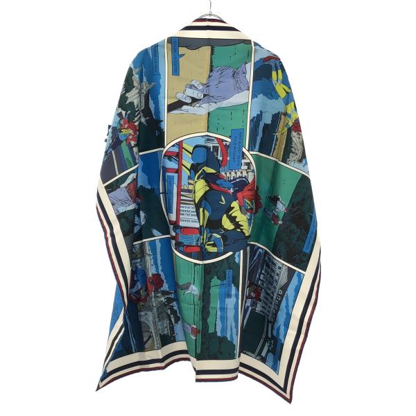 HERMES エルメス 20SS WOW カレ ダブルフェイス 90 シルクスカーフ  ブルー×マル...