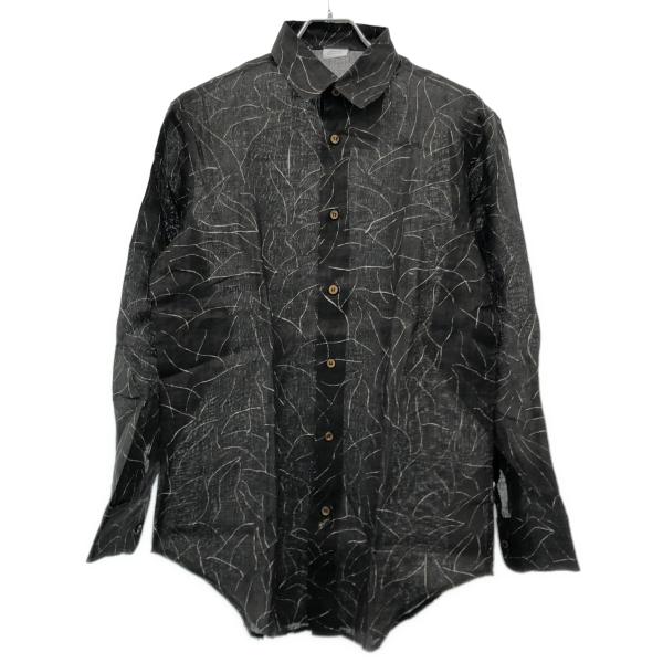 Brioni ブリオーニ 総柄 ロングスリーブリネンシャツ SCCC0L P1127 チャコール系 ...