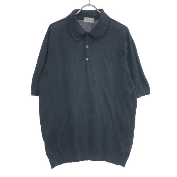 JOHN SMEDLEY ジョンスメドレー コットンニットポロシャツ  ブラック M ITPN085...