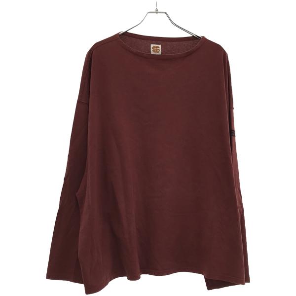 SEE SEE シーシー fridge別注 エンブロイダリー ボートネックカットソー  バーガンディ...