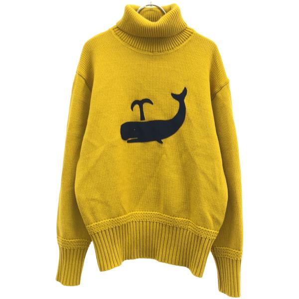 MULLER&amp;BROS ミュラーアンドブロス クジラワッペンタートルネックニットセーター  イエロー...