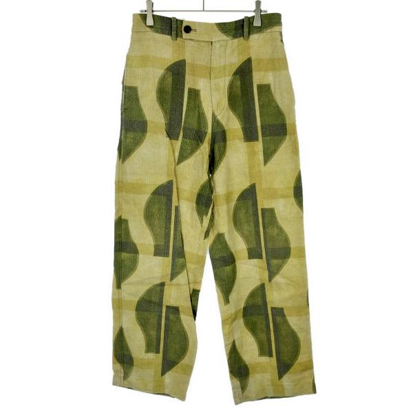 INSCRIRE アンスクリア 21SS 総柄トラウザーパンツ I21SS-PT94B イエローグリ...
