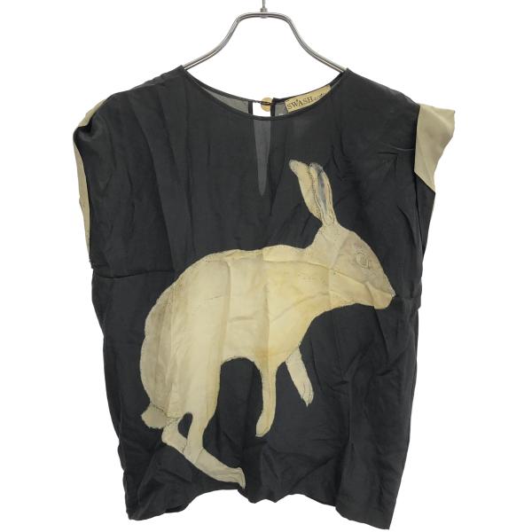 SWASH LONDON スウォッシュ ロンドン シルクノースリーブトップス  ブラック S ITS...