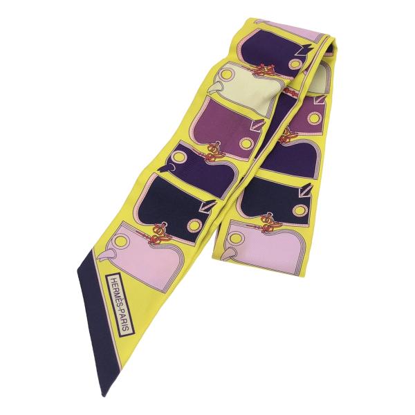 HERMES エルメス Camails カマイユ ツイリーシルクスカーフ  イエロー パープル系  ...