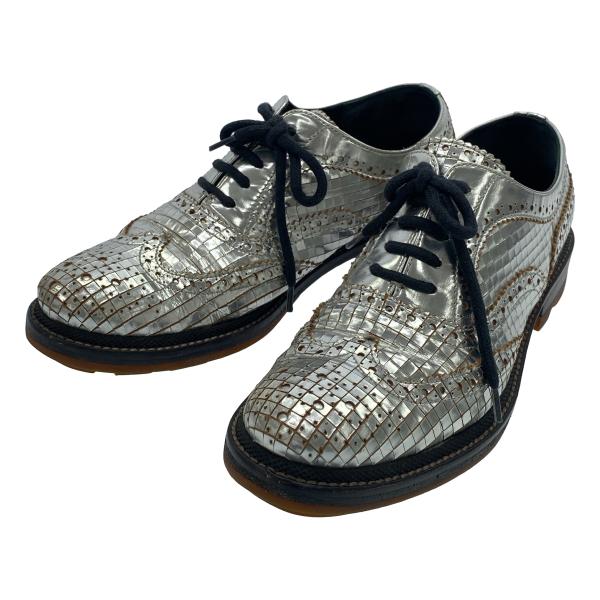 JIL SANDER ジルサンダー メタリックウィングチップシューズ JS19120 シルバー 35...