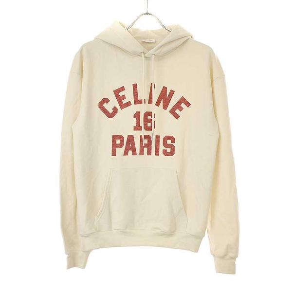 CELINE セリーヌ 22SS 16PARIS ロゴプリントスウェットパーカー アイボリー XS ...