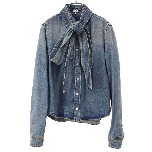 LOEWE ロエベ 24AW ボウタイウォッシュドデニムシャツ S359Y1DX08 インディゴブル...