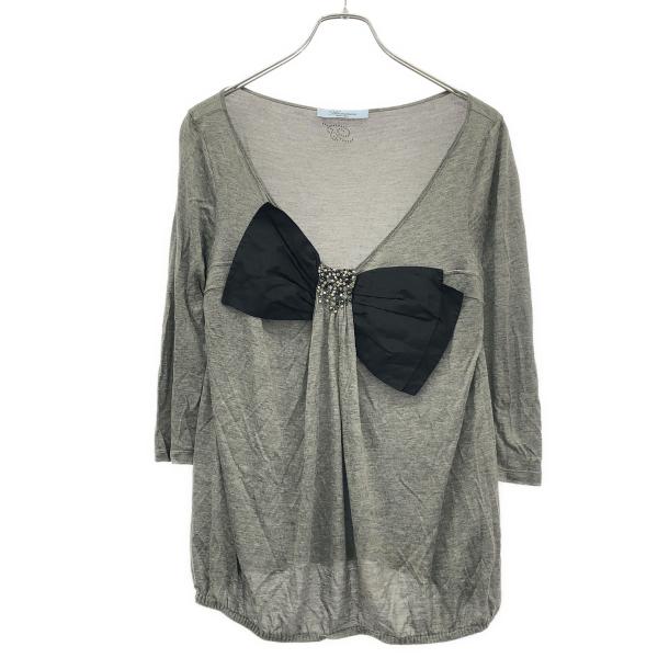 Blumarine ブルマリン ビジューリボンカットソー  グレー 44 ITY93FB95NQ1