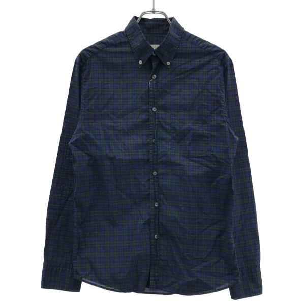 dunhill ダンヒル ボタンダウンチェックシャツ  グリーン×ブルー M ITYHOP4W2FR...