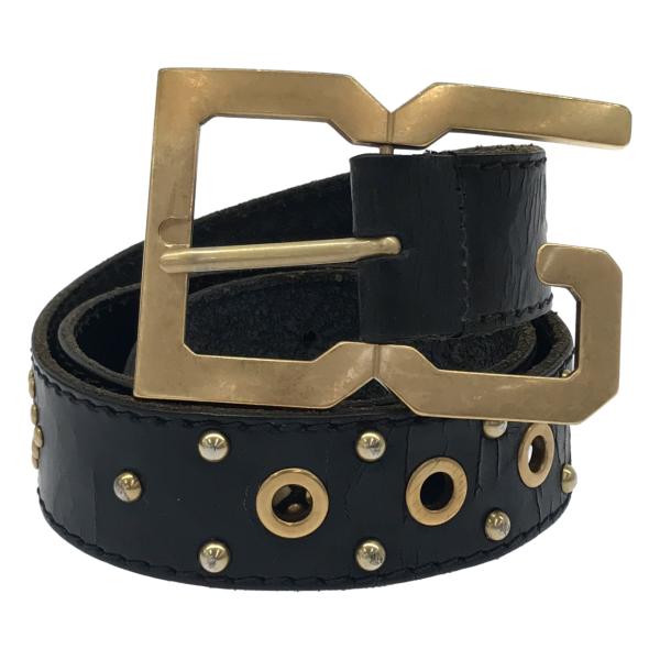 DOLCE&amp;GABBANA ドルチェ＆ガッバーナ パイソンレザーコンビスタッズベルト  ブラック 8...