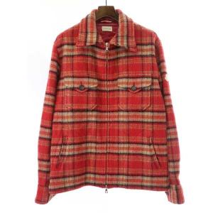 MONCLER モンクレール CAMICIA ウールチェックジップアップジャケット レッド サイズ:...