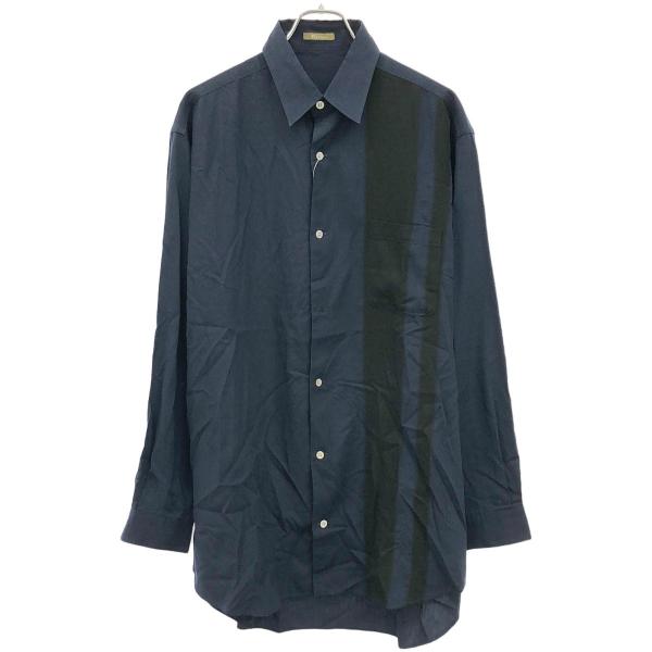 Y's for men ワイズ フォーメン ストライプレーヨンシャツ  ネイビー ー ITZP8B3...