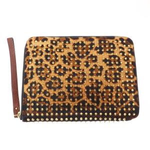 Christian Louboutin クリスチャンルブタン レオパードハラコクラッチバッグ ブラウン ITZQ5JF35OGW