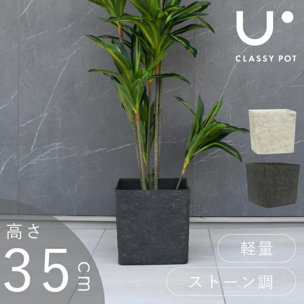 植木鉢 軽量 合成樹脂 11号  ブラック ホワイト classy potクラッシーポット ナチュラ...