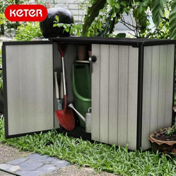 物置 おしゃれ 屋外 小型 木目調 ゴミ箱 DIY 屋外物置 ベランダ ホームストッカー ケターパテ...