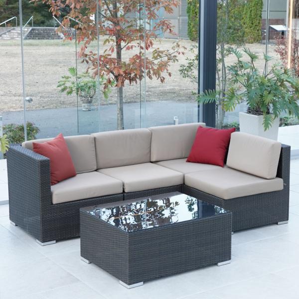 屋外家具 ガーデンファニチャー おしゃれ ホテル バルコニー グランピング ハノイラタン ソファ4点...