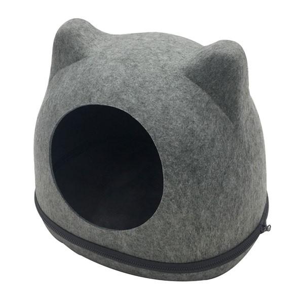 フェルトペットドーム猫型　グレー/ペットハウス ペット ペット用品  猫　小型犬 クッション フェル...
