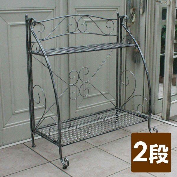 アイアンガーデンラック　2段/プランタースタンド/フラワーラック