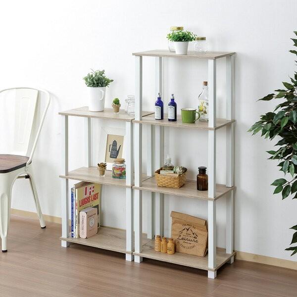 ヴィンテージ調 システムラック3段 ブラウン・オーク  オープンラック　ラック　収納　キッチン　イン...