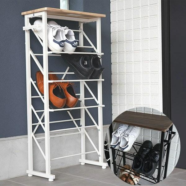 収納 靴 棚付き 片付け スリムタイプ オープンタイプ 収納 ヴィンテージ調 シューズラック tkd...