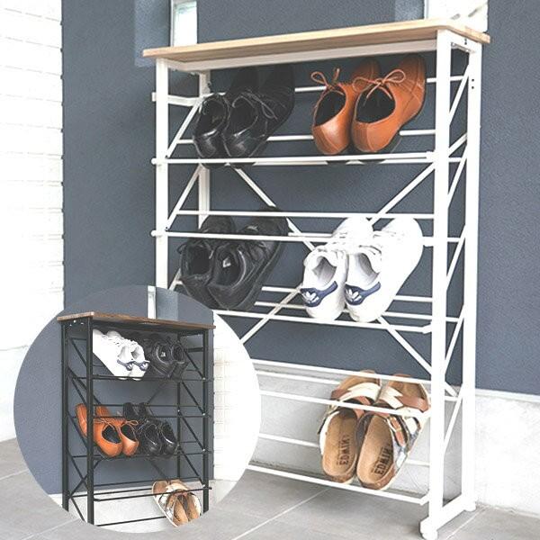 シューズラック　ワイドタイプ　下駄箱　靴箱 ラック ヴィンテージ調 傘立て オープンラック スリッパ...