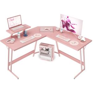 ゲーミングデスク L字型 幅130cm ピンク