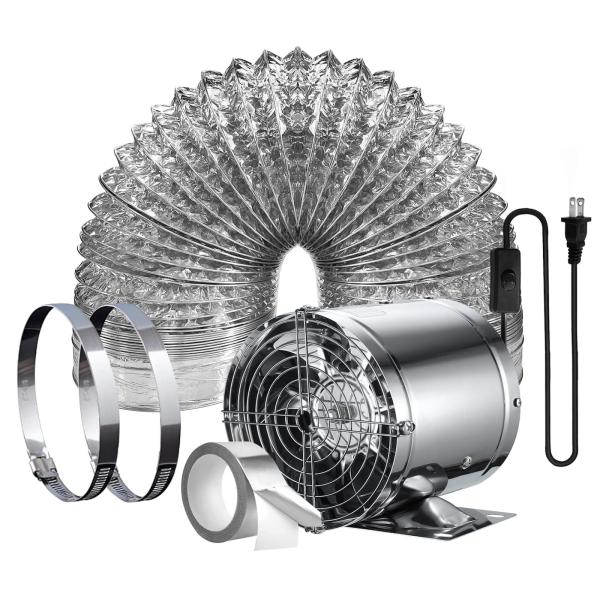 ダクト用換気扇 ダクトホース付 換気扇 150mm 大風量 家庭用工業換気扇 風量480m/h 金属...