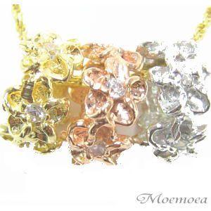 ハワイアンジュエリー ネックレス ペンダントプルメリア Ring plumeria CZ K14 14金 ゴールド レディース 女性 メンズ｜moemoea-store