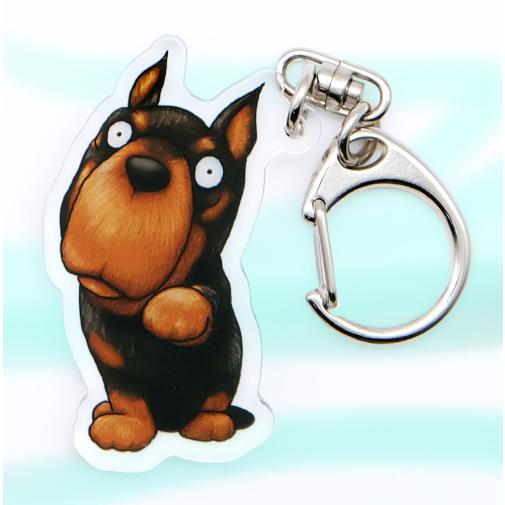 犬のドーベルマンさんのキーリング おしゃれ キャラクター アニマル キーホルダー
