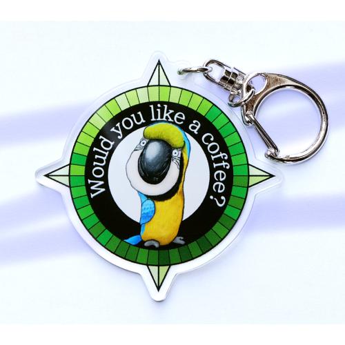 鳥のオウムさんのキーリング おしゃれ キャラクター アニマル キーホルダー