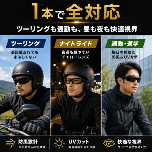 バイク用サングラス 偏光レンズ ゴーグル 4種...の詳細画像4