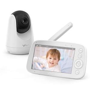 VAVA ベビーモニター カメラ 見守りカメラ 子供 防犯 ペットカメラ 4倍ズーム 5インチ 双方向音声通信 温度アラーム タイマー 4500mAh