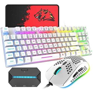 ゲーミングキーボード マウス コンバータ付き 88キー 軽量 LEDバックライト USB接続 エルゴノミック 防水 ゲーマーやタイピストに最適 640